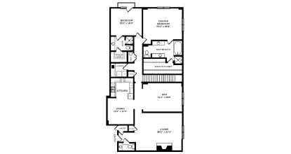 Floor plan for 2 beds, 2.5 baths, 2363 sqft