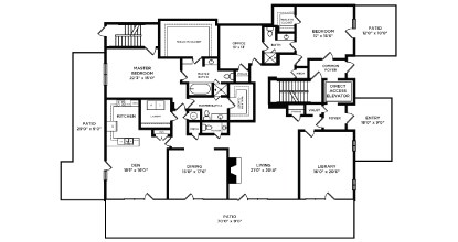 Floor plan for 2 beds, 3.5 baths, 3916 sqft
