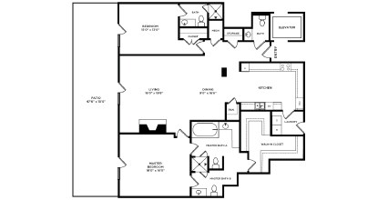 Floor plan for 2 beds, 3.5 baths, 2091 sqft