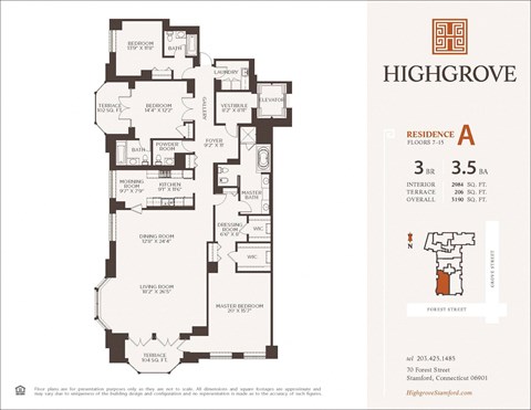 Floor plan for 3 beds, 3.5 baths