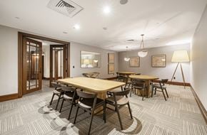 Stamford apartment for rent - a dining room with a wooden table and chairs at HIGHGROVE, Stamford, 06901