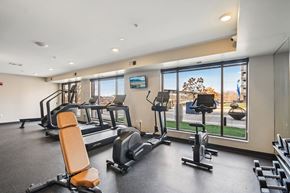 Eden Prairie apartment for rent - A gym with treadmills, exercise bikes, and other equipment.