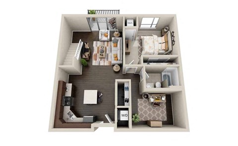 Floor plan for 1 bed, 1 bath, 1038 sqft