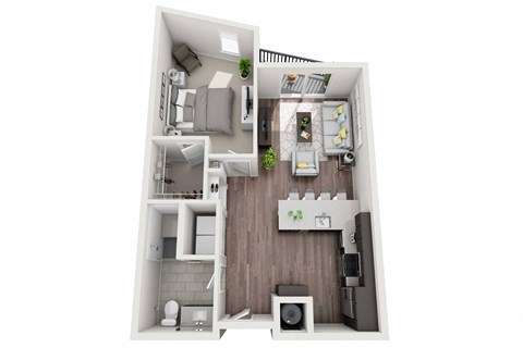 Floor plan for 1 bed, 1 bath, 768 sqft