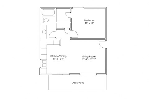 Floor plan for 1 bed, 1 bath, 624 sqft