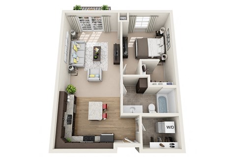 Floor plan for 1 bed, 1 bath, 702 sqft