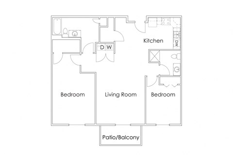 Floor plan for 2 beds, 2 baths, 1170 sqft
