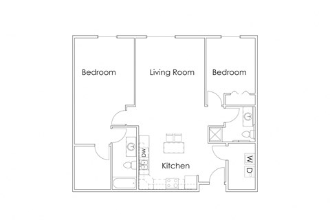 Floor plan for 2 beds, 2 baths, 1185 sqft