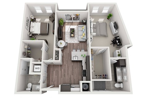 Floor plan for 2 beds, 2 baths, 1148 sqft