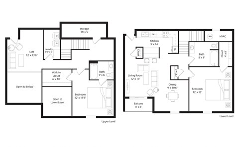 Floor plan for 2 beds, 2 baths, 1654 sqft