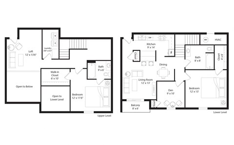 Floor plan for 2 beds, 2 baths, 1562 sqft