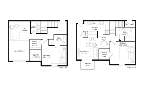 Floor plan for 2 beds, 2 baths, 1404 sqft