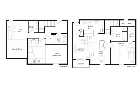 Floor plan for 2 beds, 2 baths, 1466 sqft