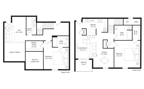 Floor plan for 2 beds, 2 baths, 1562 sqft