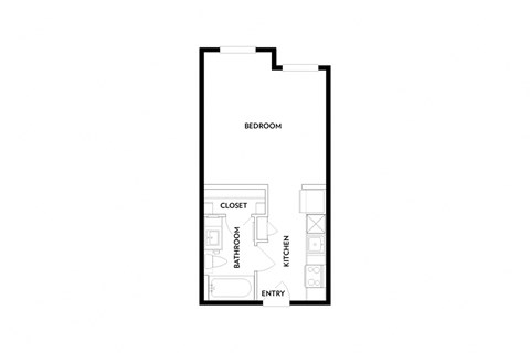 Floor plan for studio, 1 bath, 387 sqft