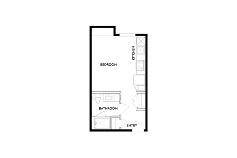 Floor plan for studio, 1 bath, 355 sqft