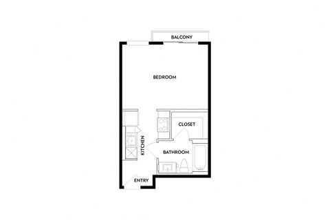 Floor plan for studio, 1 bath, 404 sqft