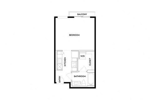 Floor plan for studio, 1 bath, 444 sqft
