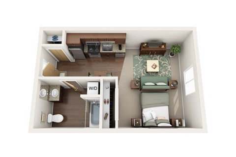 Floor plan for studio, 1 bath, 475 sqft