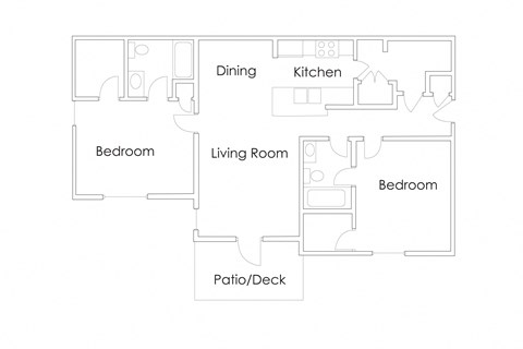 Floor plan for 2 beds, 2 baths, 1135 sqft