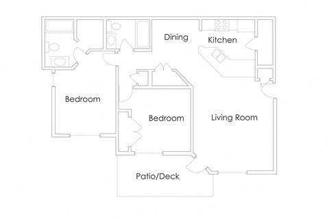 Floor plan for 2 beds, 2 baths, 1186 sqft