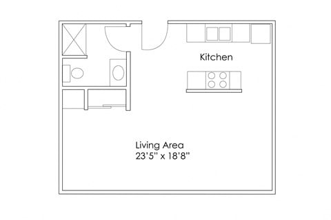 Floor plan for studio, 1 bath, 465 sqft