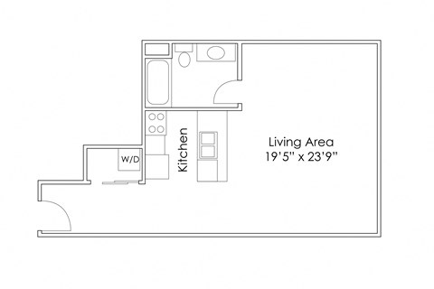 Floor plan for studio, 1 bath, 570 sqft