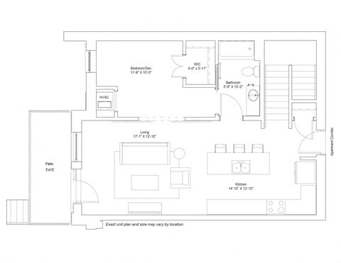 Floor plan for 3 beds, 3 baths, 1642 sqft