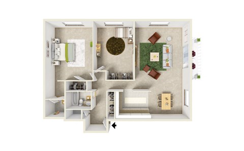 Floor plan for 2 beds, 1.5 baths, 1216 sqft