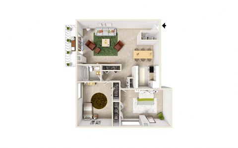 Floor plan for 2 beds, 1 bath, 1000 sqft