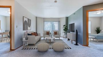 Billings apartment for rent - a living room with a couch and a table