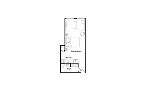 Floor plan for studio, 1 bath, 360 sqft