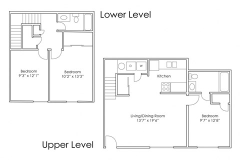 Floor plan for 3 beds, 2 baths, 1080 sqft