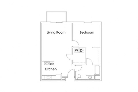 Floor plan for 1 bed, 1 bath, 794 sqft