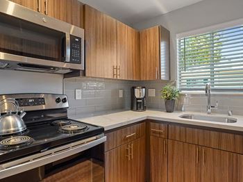 Sleek stainless steel appliances