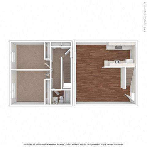 Floor plan for 2 beds, 1 bath, 900 sqft