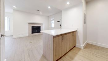 An open kitchen and living room