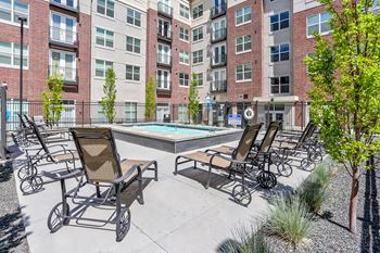 Poolside patio with chairs