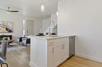 Kitchen with white counter
