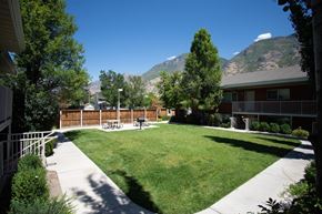 Provo apartment for rent - A green lawn with a mountain in the background.