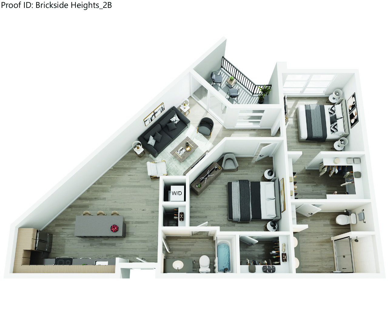 Floor plan for 2 beds, 2 baths, 1090 sqft