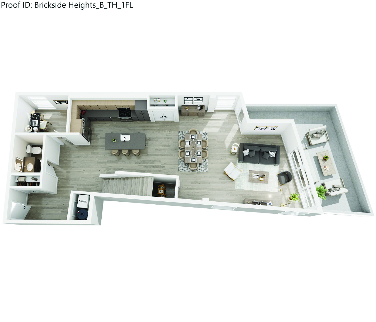 Floor plan for 3 beds, 2.5 baths, 1995 sqft