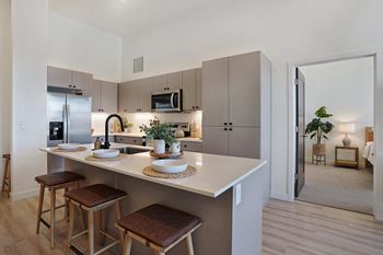 Kitchen island with bar stool