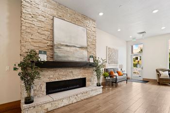 Stone fireplace