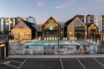 Modern building with pool