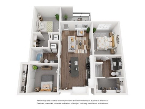 Floor plan for 3 beds, 2 baths, 1092 sqft