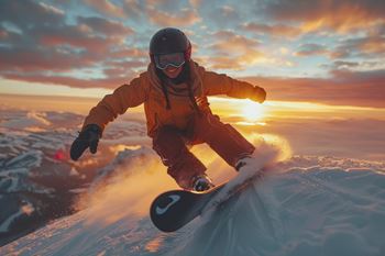 A person is snowboarding 
