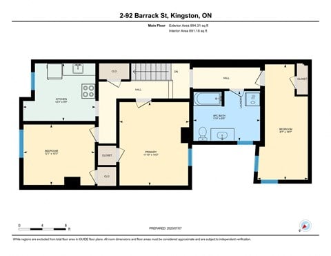 Floor plan for 2 beds, 1 bath, 800 sqft