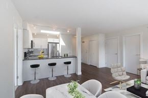 North Vancouver apartment for rent - a kitchen and living room in a 555 waverly unit