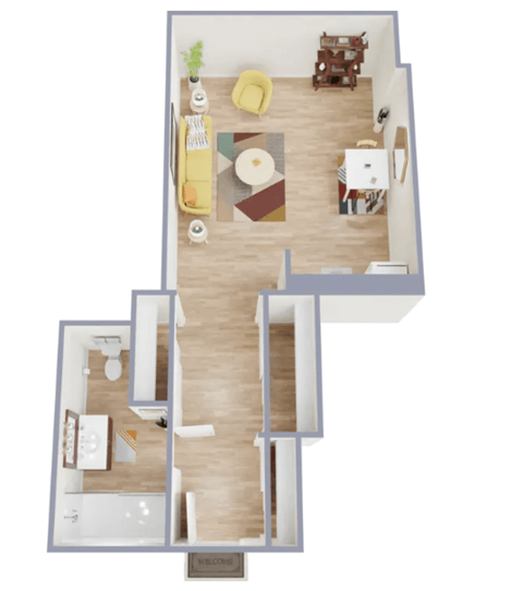 Floor plan for studio, 1 bath, 540 sqft